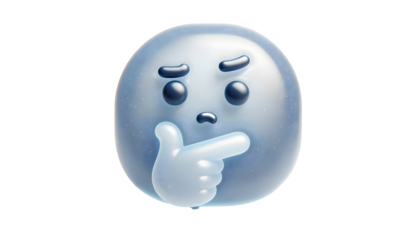 3D Pondering Face with Hand on Chin Emoji