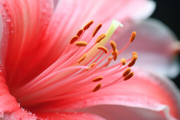 Detailed Macro Shot of Red Flower's Stamens - Floral Beauty in Close-Up