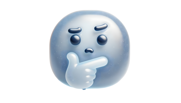 3D Pondering Face with Hand on Chin Emoji