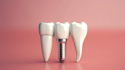 Close up of dental teeth implant - obrazy, fototapety, plakaty