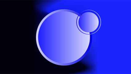 Blue 3D circle bevel frame with extra circle copy space black and dark blue background