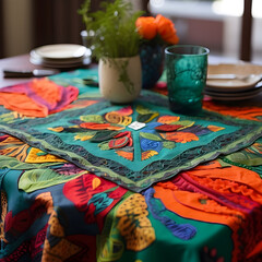 Diverse unity for a greener future. Vibrant Tafelkleed symbolizes creativity and environmental determination.