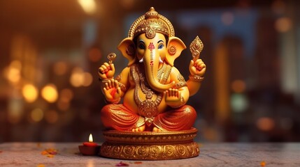 Obraz premium Ganesha statue in the temple wallpaper