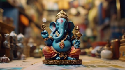 Fototapeta premium Ganesha statue in the temple wallpaper