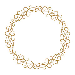 Vector round gold floral frame. Luxury wreath template for invitations and greeting cards.