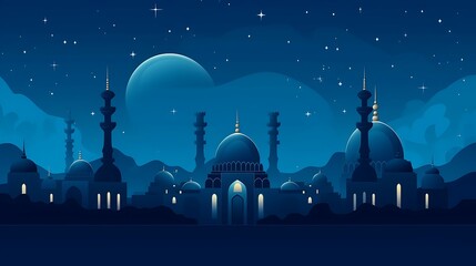 great Islamic blue mosque - obrazy, fototapety, plakaty