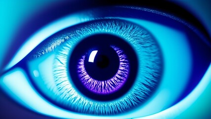 Futuristic robot eye technology, blue digital iris. AI Generated