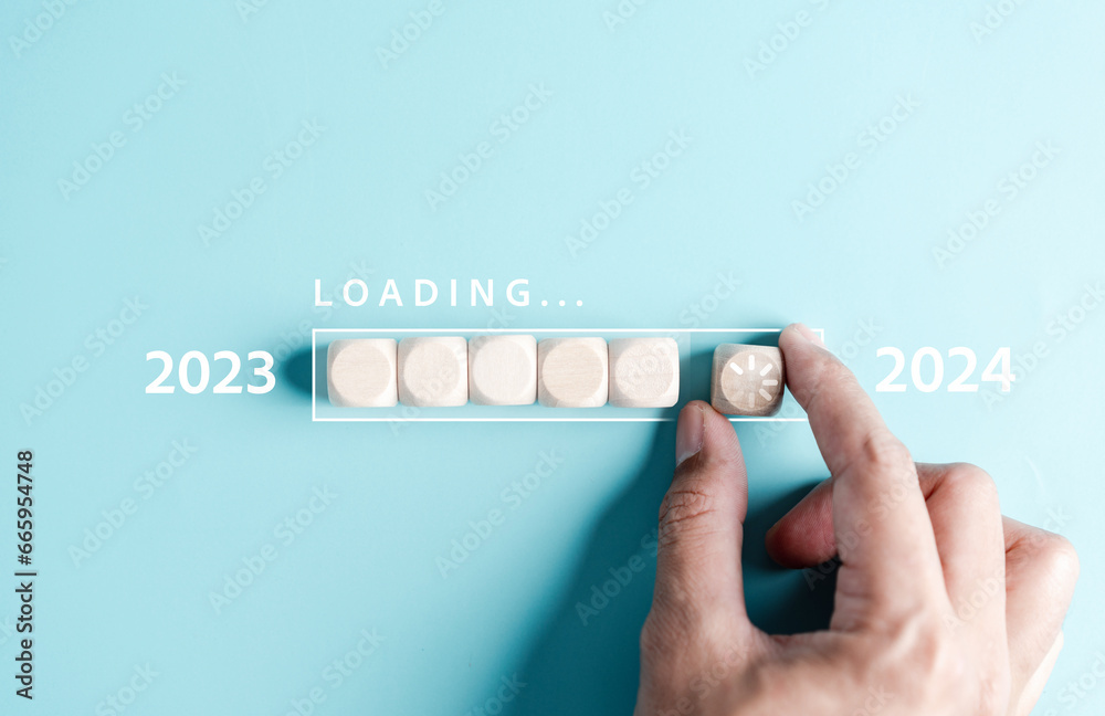 Aufkleber Loading progress from 2023 to 2024 to countdown happy new year.