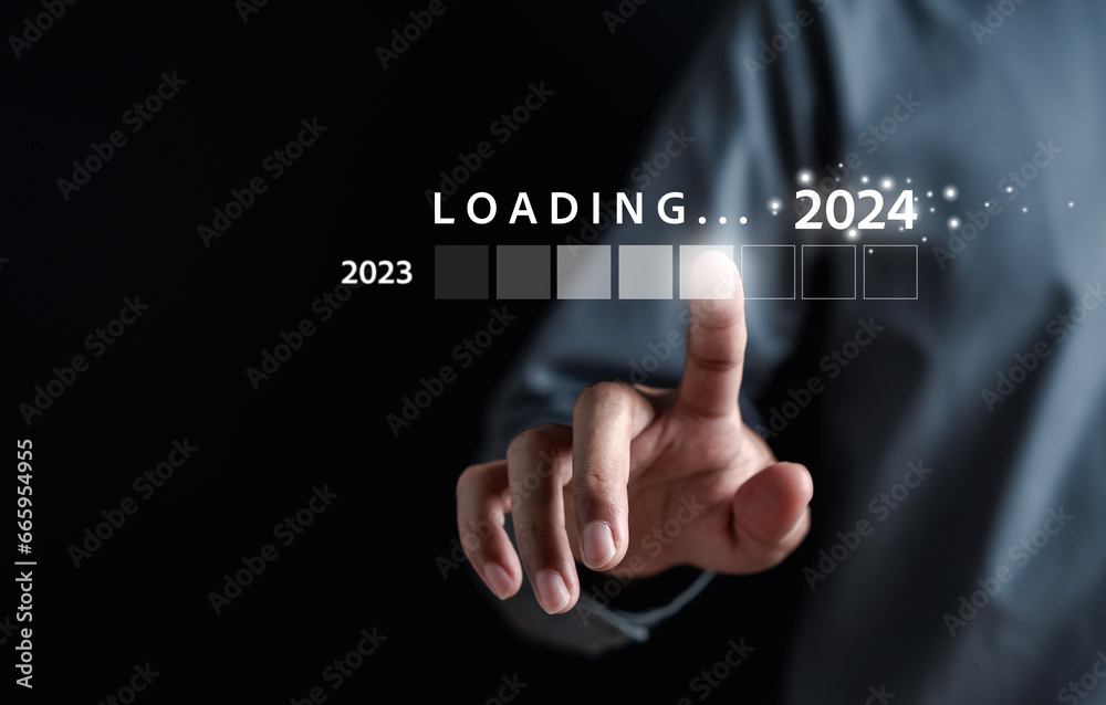 Aufkleber Loading progress from 2023 to 2024 to countdown happy new year.
