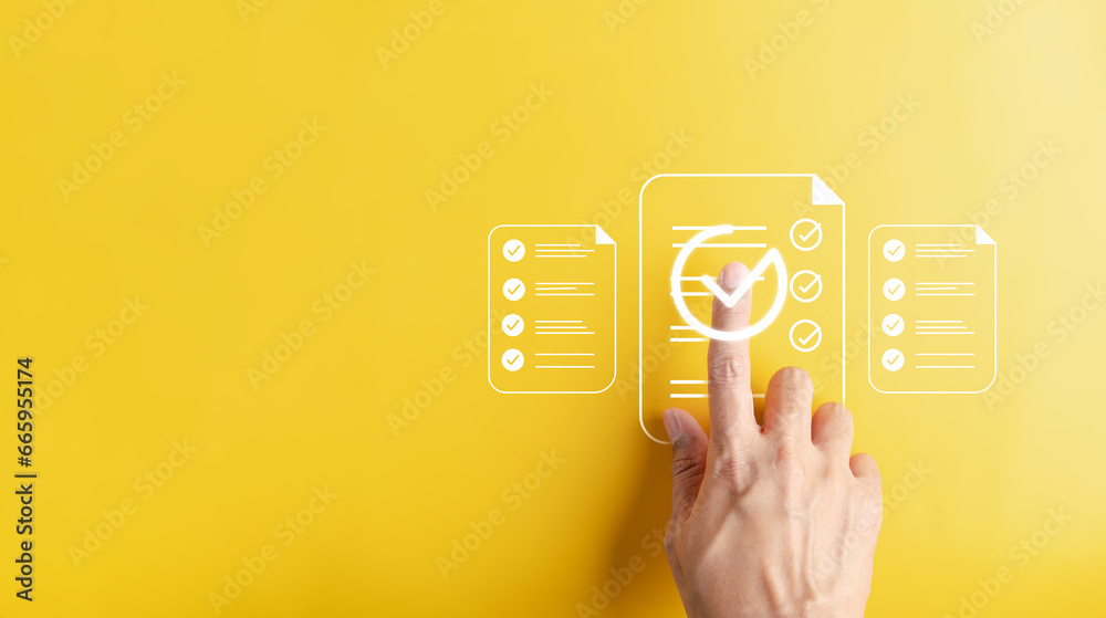 Aufkleber Quality guarantee and digital form checklist documentation database.