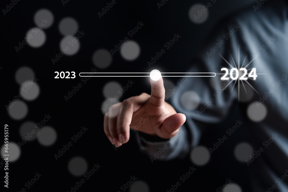 Aufkleber Loading progress from 2023 to 2024 to countdown happy new year.