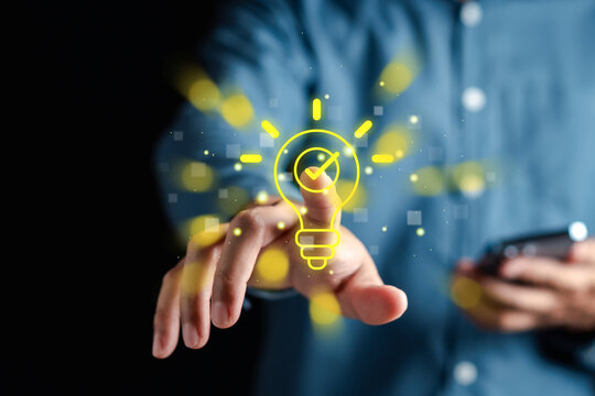 Quick tips for smart creative. light bulb and idea checking concept.