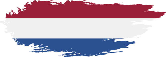 Netherland flag on brush paint stroke.