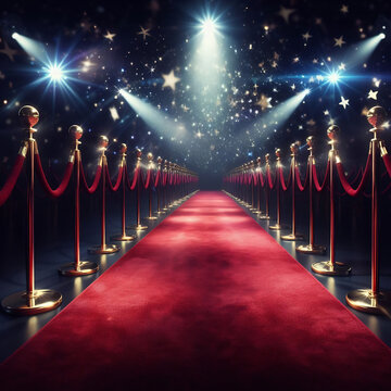 red carpet on stage with spotlight