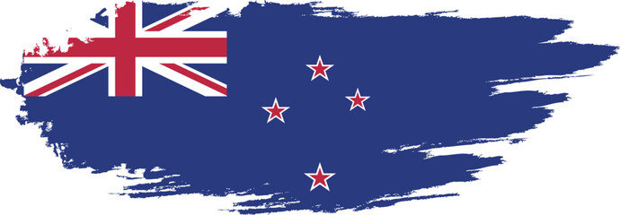 New Zealand flag on brush paint stroke.