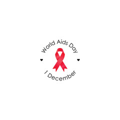 World aids day logo, sticker vector graphics
