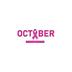 October, breast cancer day logo vector graphics