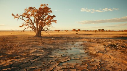 Parched Cracked Earth Representing Devastating Impact of Climate Change and Call for Environmental Action