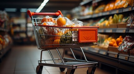 Full Shopping Cart Symbolizes Choice Abundance in Modern Consumer Society