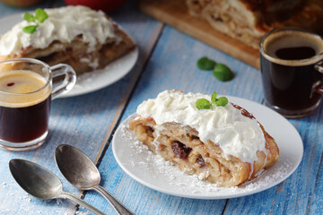 Traditional Austrian strudel with apples