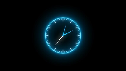 abstract bright neon analog clock illustration 4k 