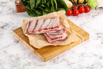 Raw lamb ribs for cooking
