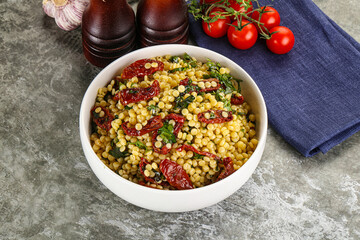 Vegetarian Pasta ptitim with vegetables