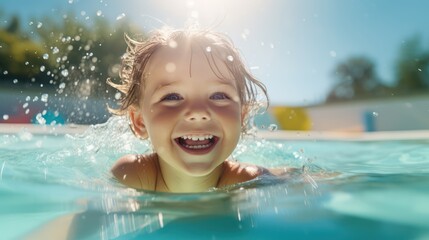 Fototapeta na wymiar child playing in the pool