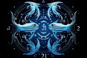 Zodiac Pisces Symbol Vintage Horoscope card