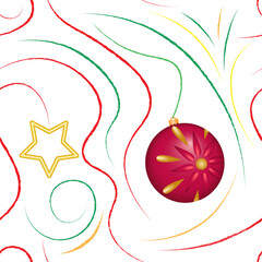 Beautiful, seamless Christmas background with a bright Christmas toy
