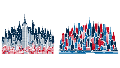 Deurstickers New York City skyline silhouette vector template design landscape illustration © SachiDesigns