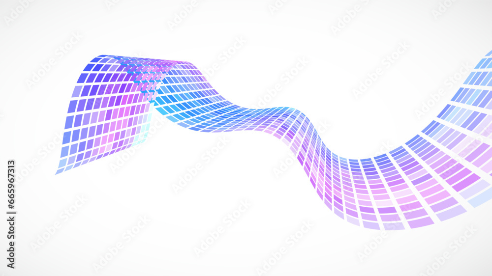 Poster abstract retro background. waves are made of squares. pixel art vector illustration.