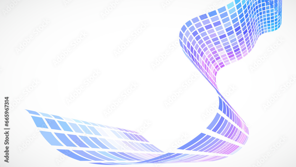 Poster abstract retro background. waves are made of squares. pixel art vector illustration.