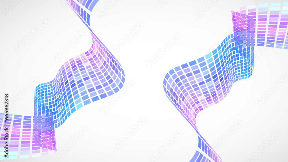 Poster abstract retro background. waves are made of squares. pixel art vector illustration.