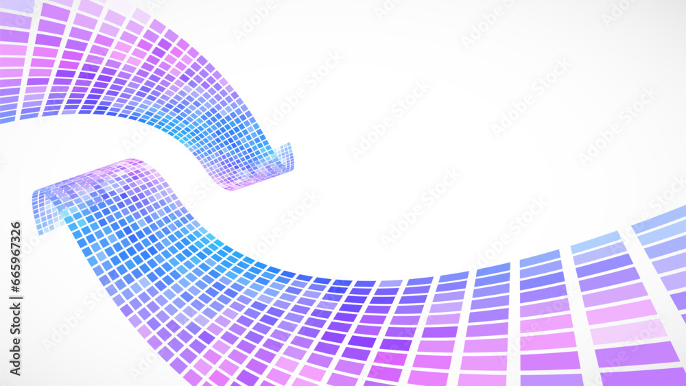 Poster abstract retro background. waves are made of squares. pixel art vector illustration.