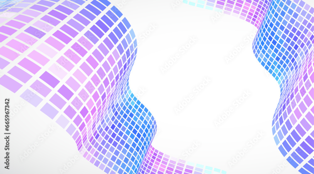 Poster abstract retro background. waves are made of squares. pixel art vector illustration.