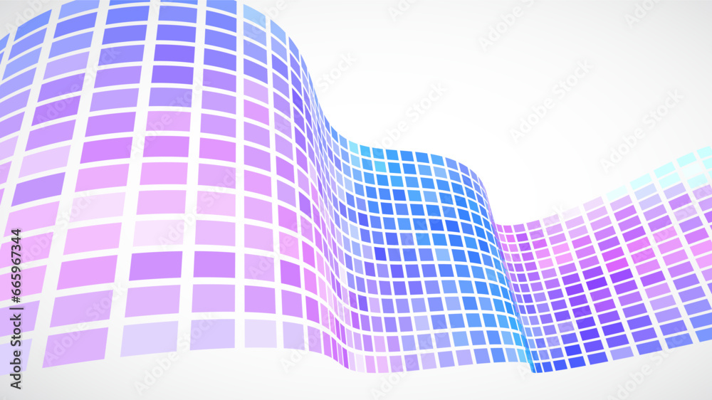 Poster abstract retro background. waves are made of squares. pixel art vector illustration.