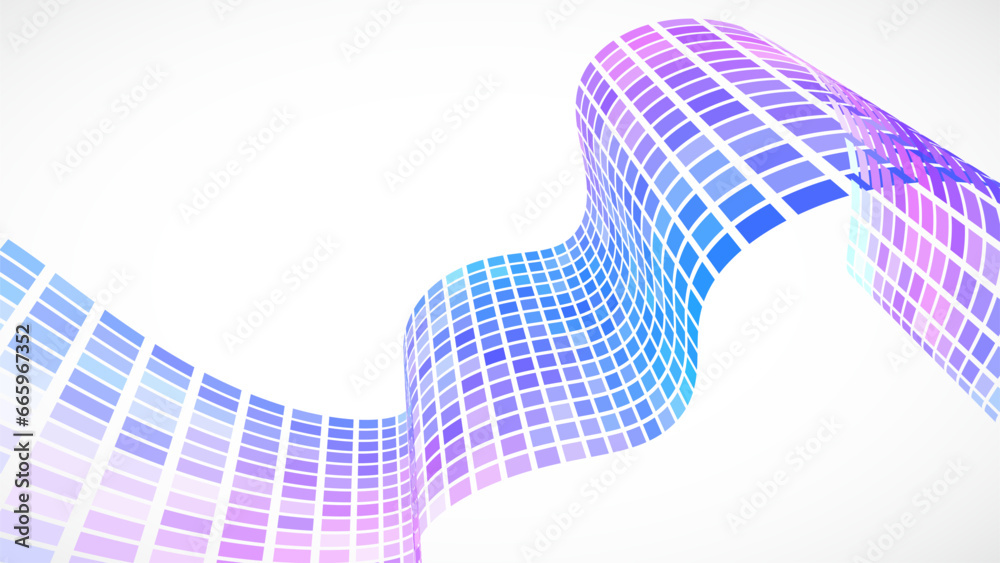 Poster abstract retro background. waves are made of squares. pixel art vector illustration.