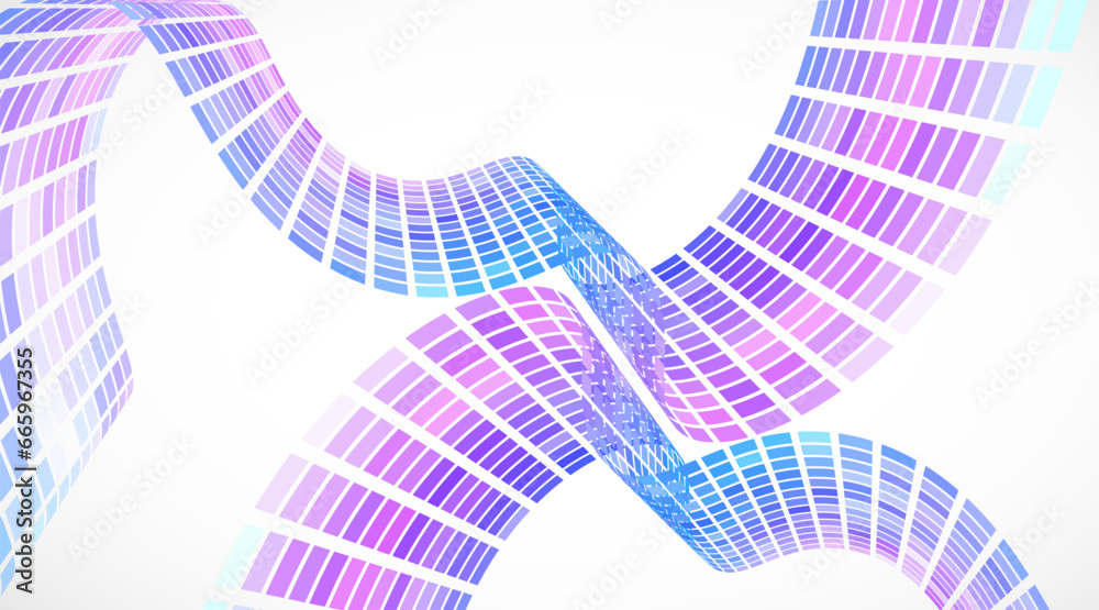 Poster abstract retro background. waves are made of squares. pixel art vector illustration.
