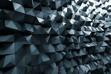 Abstract wall made of arranged concrete tiles forming a futuristic, glossy background of diamond-shaped blocks. 3D-rendered image. Generative AI