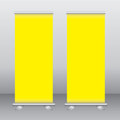 illustration of a yellow wall with a roll up banner