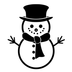 Festive Snowman Vector Illustration for Winter Holidays, Perfect for Christmas Cards, Holiday Decorations, and Winter-Themed Projects - Cute, Smiling Snowman Character in Red Scarf and Top Hat
