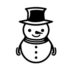 Festive Snowman Vector Illustration for Winter Holidays, Perfect for Christmas Cards, Holiday Decorations, and Winter-Themed Projects - Cute, Smiling Snowman Character in Red Scarf and Top Hat
