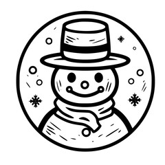 Festive Snowman Vector Illustration for Winter Holidays, Perfect for Christmas Cards, Holiday Decorations, and Winter-Themed Projects - Cute, Smiling Snowman Character in Red Scarf and Top Hat