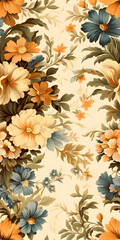 Fototapeta premium Seamless flower pattern wallpaper design