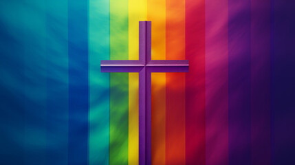 Cross with rainbow colors, generated with ai