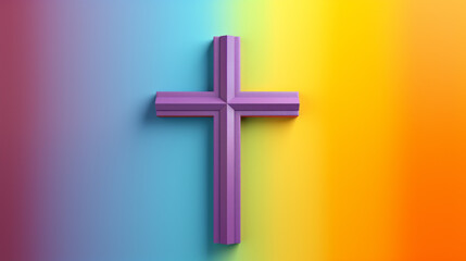 Obraz premium Cross with rainbow colors, generated with ai