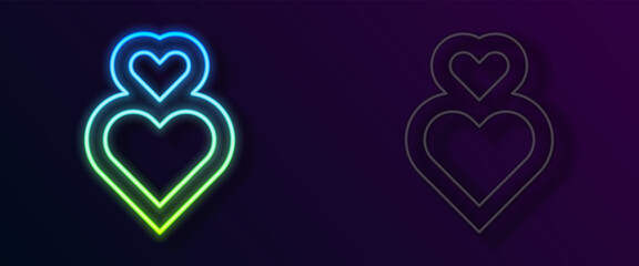 Glowing neon line Heart icon isolated on black background. Romantic symbol linked, join, passion and wedding. Happy Valentines day. Vector