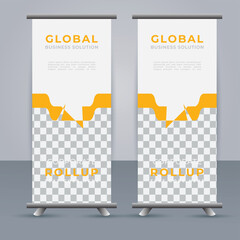 professional Roll up banner template with Yellow  shapes