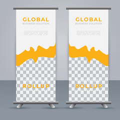 professional Roll up banner template with Yellow  shapes